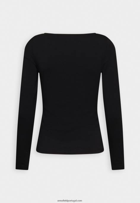 mulheres blusa manga longa preta F4BZ0D568 Anna Field
