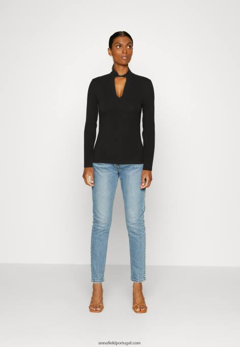 mulheres blusa manga longa preta F4BZ0D573 Anna Field