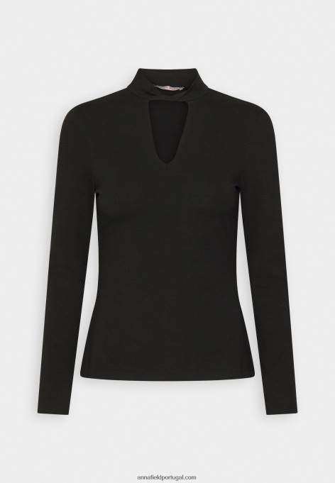mulheres blusa manga longa preta F4BZ0D573 Anna Field