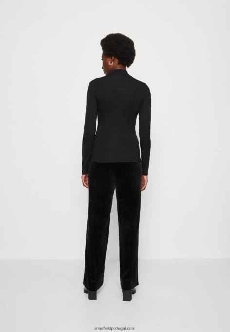 mulheres blusa manga longa preta F4BZ0D578 Anna Field