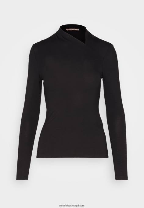 mulheres blusa manga longa preta F4BZ0D578 Anna Field