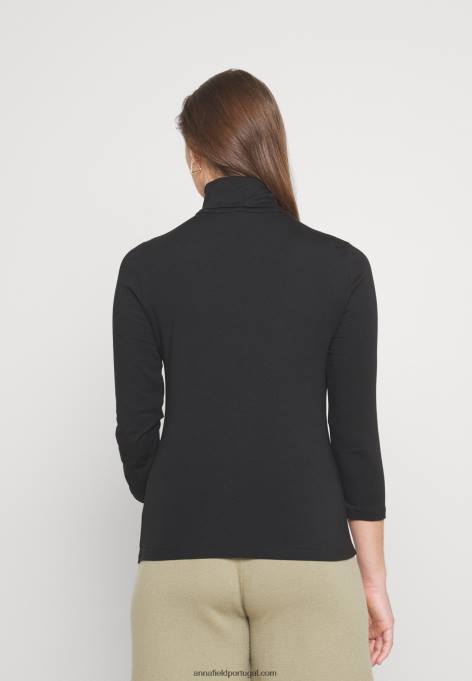 mulheres blusa manga longa preta F4BZ0D579 Anna Field