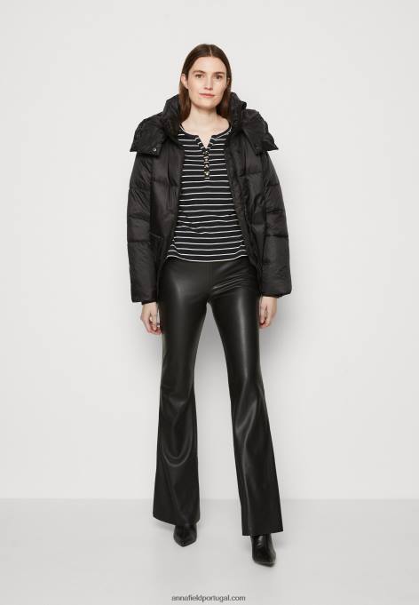 mulheres blusa manga longa preta branca F4BZ0D531 Anna Field