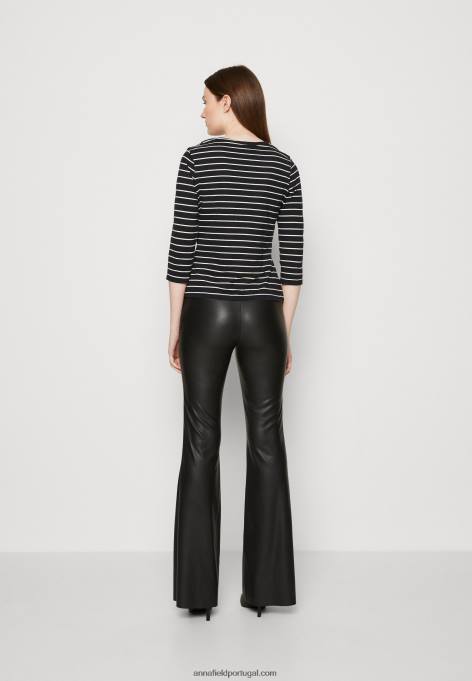 mulheres blusa manga longa preta branca F4BZ0D531 Anna Field