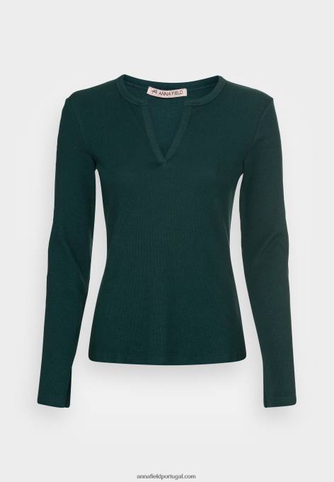 mulheres blusa manga longa verde escuro F4BZ0D553 Anna Field