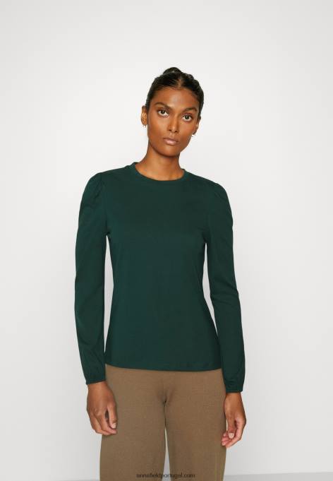 mulheres blusa manga longa verde escuro F4BZ0D559 Anna Field