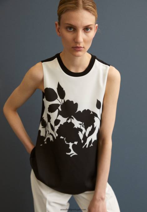 mulheres blusa preta/branca F4BZ0D504 Anna Field