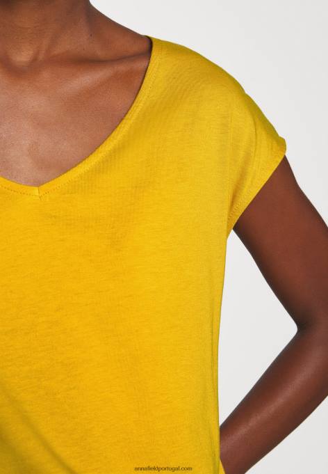 mulheres camiseta básica amarelo ouro F4BZ0D279 Anna Field
