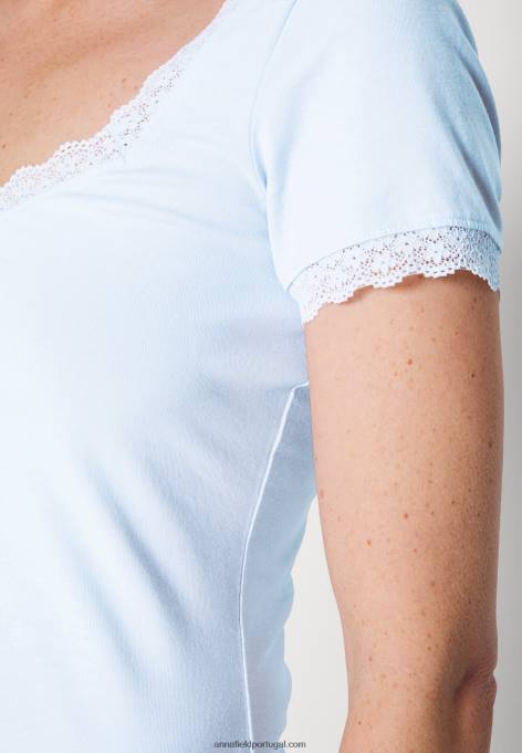 mulheres camiseta básica azul claro F4BZ0D338 Anna Field