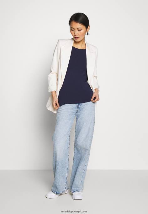 mulheres camiseta básica azul marinho F4BZ0D242 Anna Field