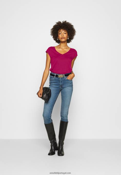 mulheres camiseta básica berry F4BZ0D290 Anna Field