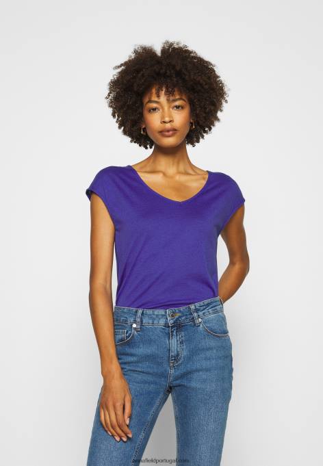 mulheres camiseta básica clematis azul F4BZ0D348 Anna Field