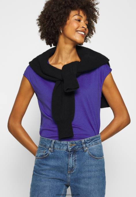 mulheres camiseta básica clematis azul F4BZ0D348 Anna Field