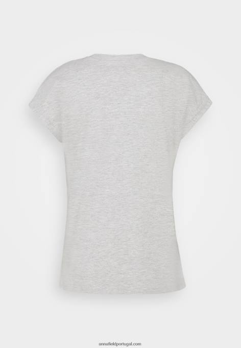mulheres camiseta básica malhada cinza claro F4BZ0D257 Anna Field