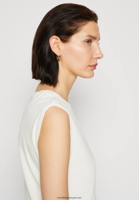 mulheres camiseta básica off white F4BZ0D343 Anna Field