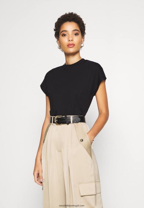 mulheres camiseta básica preta F4BZ0D244 Anna Field