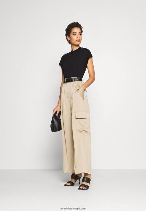 mulheres camiseta básica preta F4BZ0D244 Anna Field