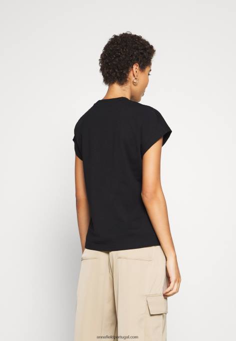 mulheres camiseta básica preta F4BZ0D244 Anna Field