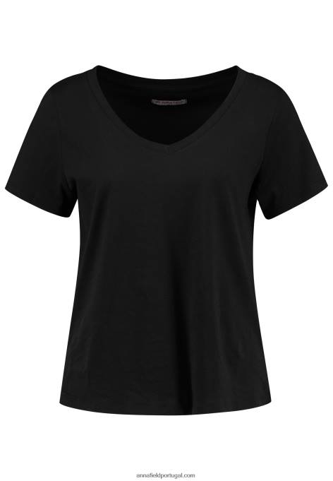 mulheres camiseta básica preta F4BZ0D287 Anna Field