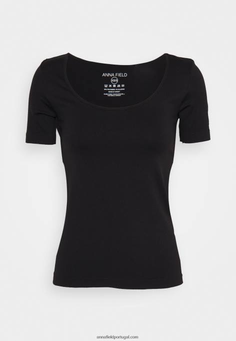 mulheres camiseta básica preta F4BZ0D374 Anna Field