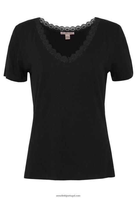 mulheres camiseta básica preta F4BZ0D377 Anna Field