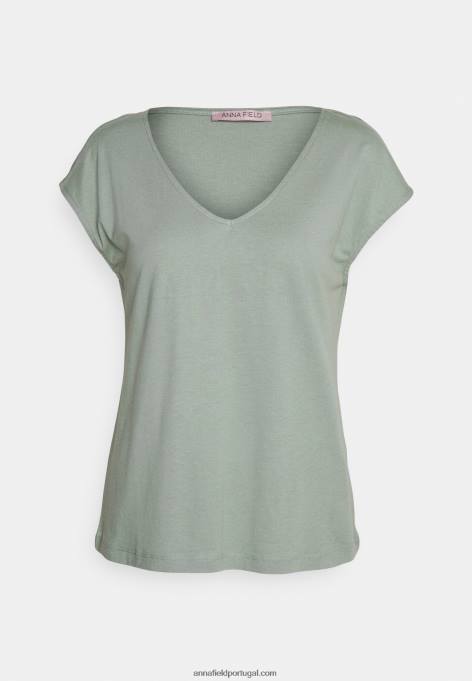 mulheres camiseta básica verde claro F4BZ0D322 Anna Field