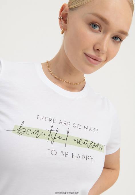 mulheres camiseta branca estampada F4BZ0D239 Anna Field