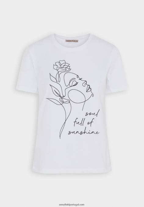 mulheres camiseta branca estampada F4BZ0D364 Anna Field