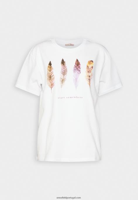 mulheres camiseta branca estampada F4BZ0D372 Anna Field