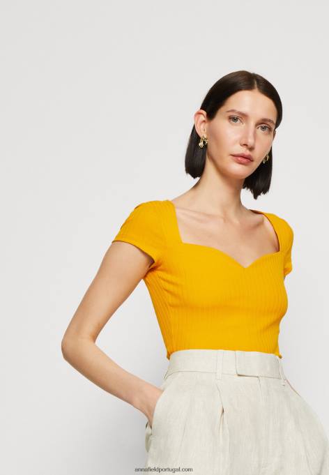 mulheres camiseta estampada amarelo escuro F4BZ0D250 Anna Field