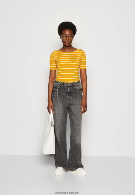 mulheres camiseta estampada amarelo escuro/branco F4BZ0D295 Anna Field