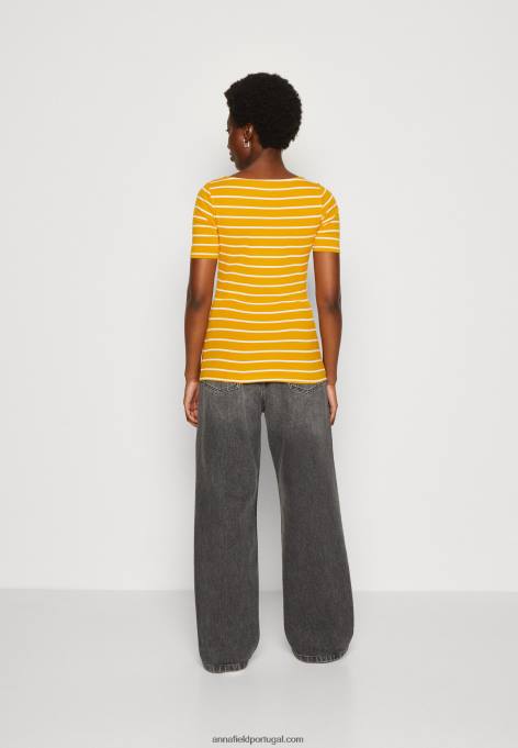 mulheres camiseta estampada amarelo escuro/branco F4BZ0D295 Anna Field