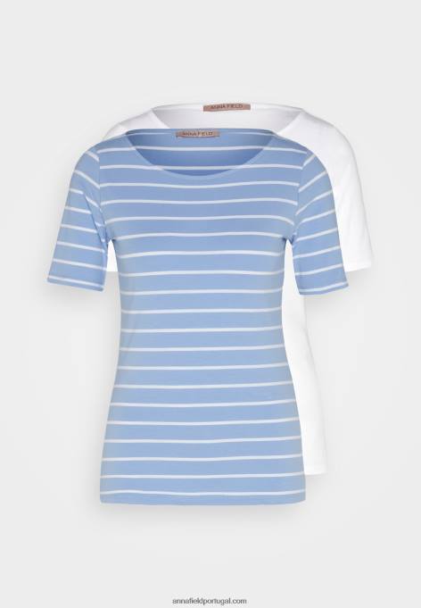 mulheres camiseta estampada azul claro/branco F4BZ0D292 Anna Field