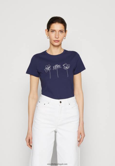 mulheres camiseta estampada azul escuro F4BZ0D313 Anna Field