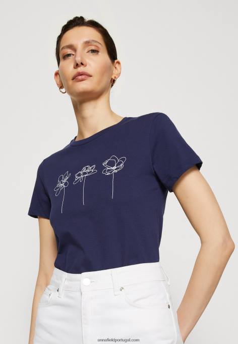 mulheres camiseta estampada azul escuro F4BZ0D313 Anna Field
