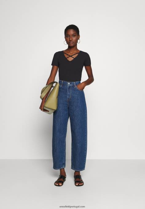 mulheres camiseta estampada preta F4BZ0D249 Anna Field