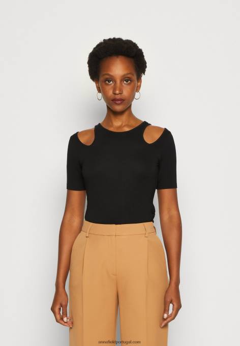 mulheres camiseta estampada preta F4BZ0D307 Anna Field