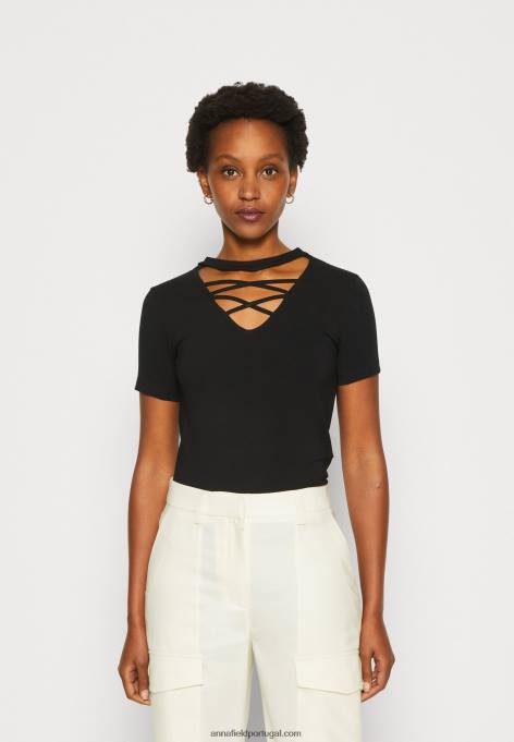 mulheres camiseta estampada preta F4BZ0D325 Anna Field