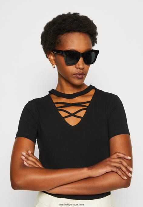 mulheres camiseta estampada preta F4BZ0D325 Anna Field