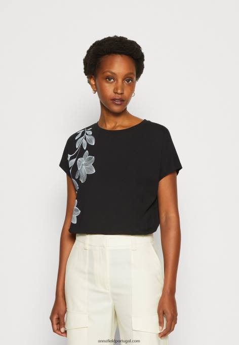 mulheres camiseta estampada preta F4BZ0D331 Anna Field