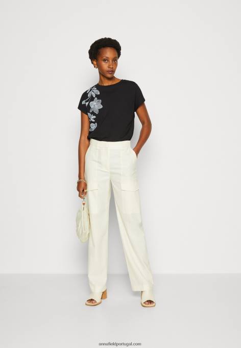 mulheres camiseta estampada preta F4BZ0D331 Anna Field