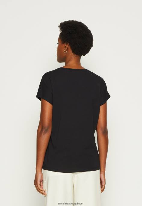 mulheres camiseta estampada preta F4BZ0D331 Anna Field