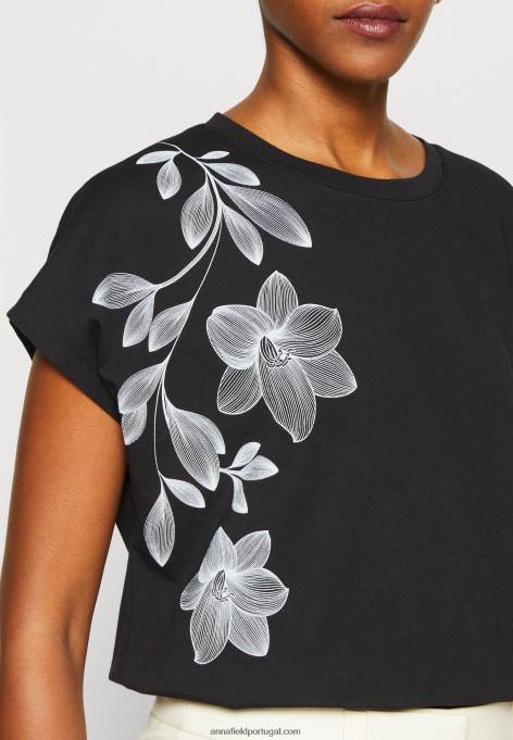 mulheres camiseta estampada preta F4BZ0D331 Anna Field