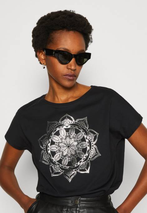 mulheres camiseta estampada preta F4BZ0D332 Anna Field