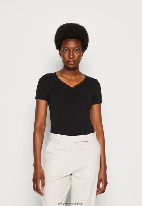 mulheres camiseta estampada preta F4BZ0D353 Anna Field