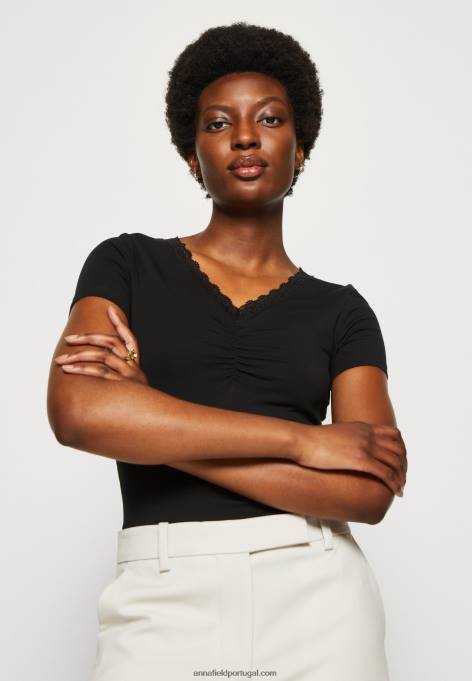 mulheres camiseta estampada preta F4BZ0D353 Anna Field