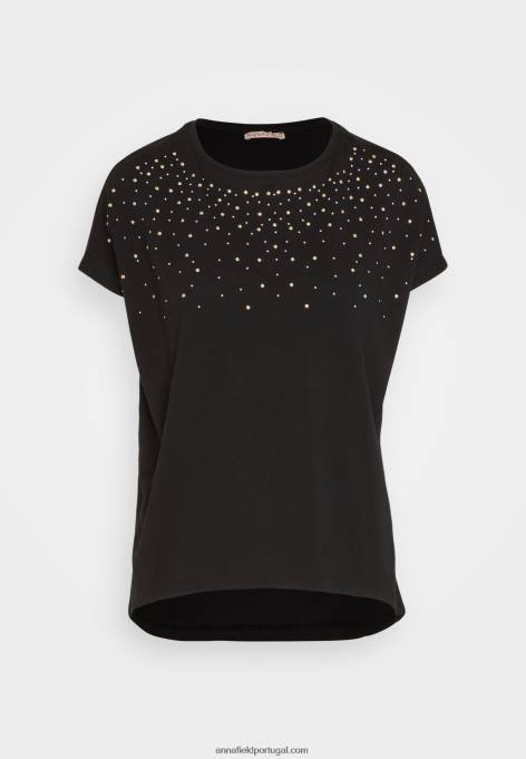 mulheres camiseta estampada preta F4BZ0D358 Anna Field