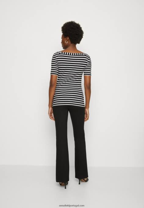 mulheres camiseta estampada preta/branca F4BZ0D298 Anna Field