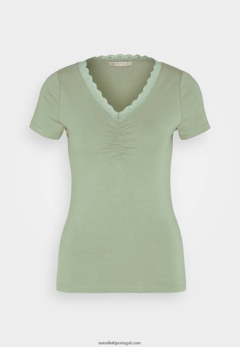 mulheres camiseta estampada verde claro F4BZ0D360 Anna Field