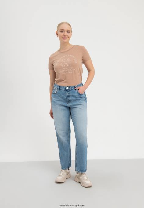 mulheres dê vida aos seus sonhos camiseta estampada marrom F4BZ0D321 Anna Field